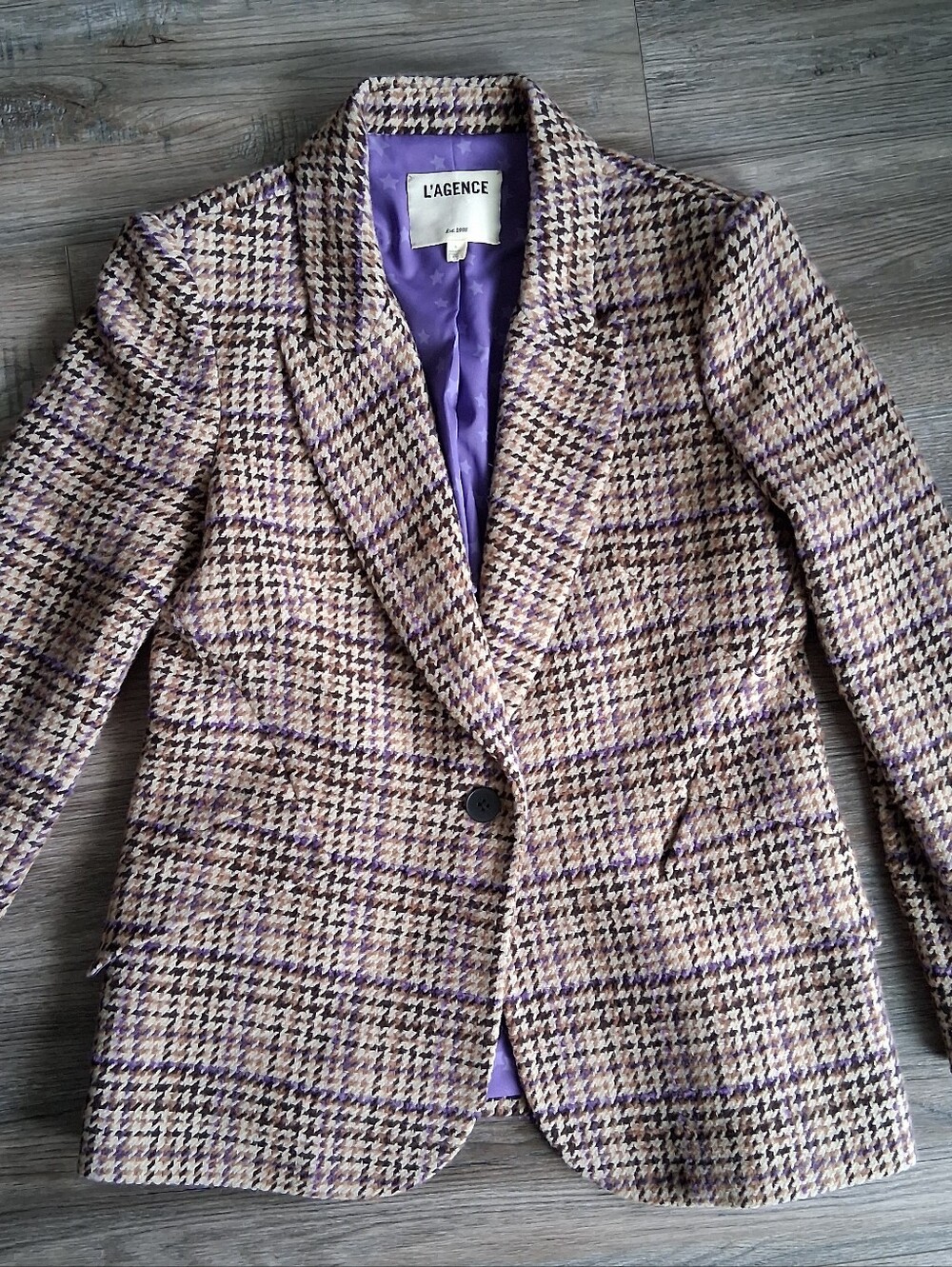 L'Agence Tweed Herringbone Blazer Size 6 Fits S/M Excellent Condition - Picture 13 of 14